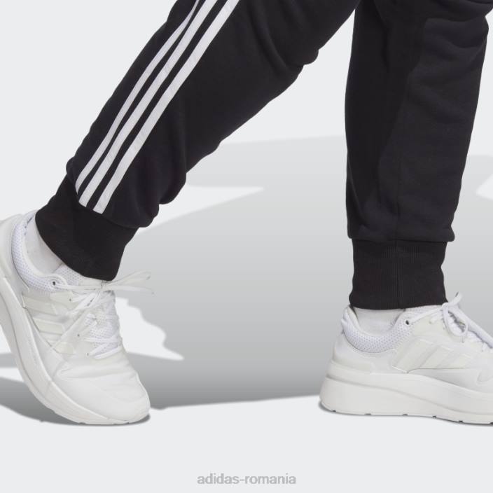 Adidas pantaloni cu manșete din țesătură franceză cu 3 dungi (plus mărime) negri adidas femei alb negru 2JBN10824