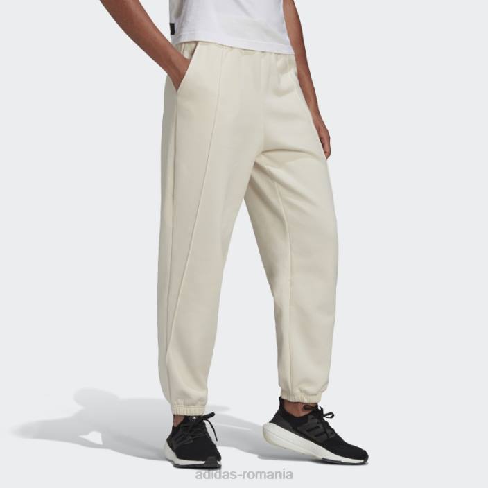 Adidas pantaloni de jogging albi hyperglam fleece femei alb 2JBN17554