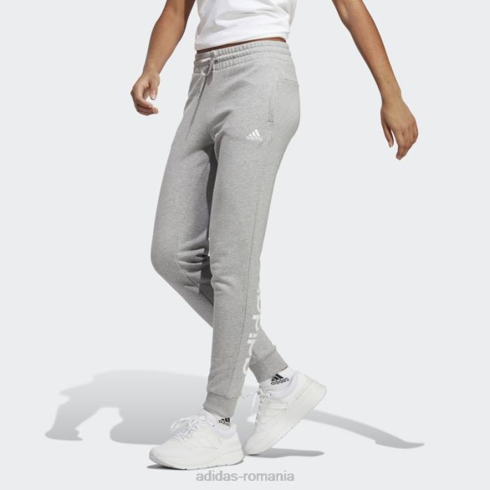 Adidas pantaloni de jogging cu manșetă liniară, gri mediu, essentials femei gri mediu/alb 2JBN16391