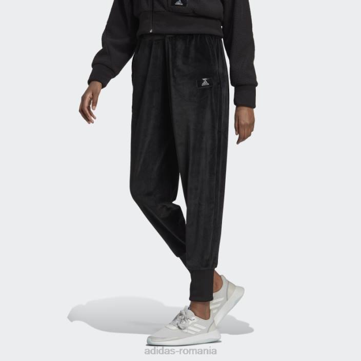 Adidas pantaloni de jogging din velur confortabil negri Holidayz femei negru 2JBN9797