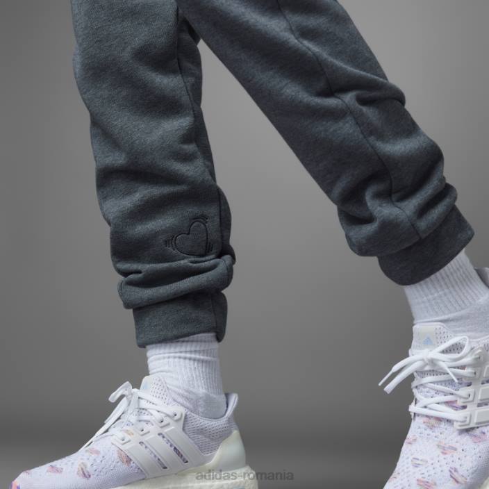 Adidas pantaloni de jogging gri închis pentru ziua Îndrăgostiților femei erica gri închis 2JBN16481