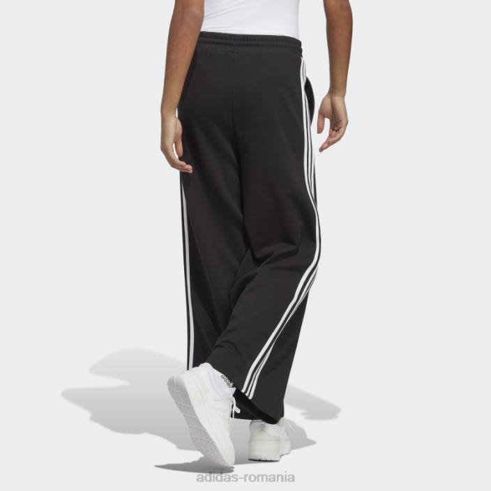 Adidas pantaloni de jogging largi cu 3 dungi French Terry, negri femei alb negru 2JBN16501