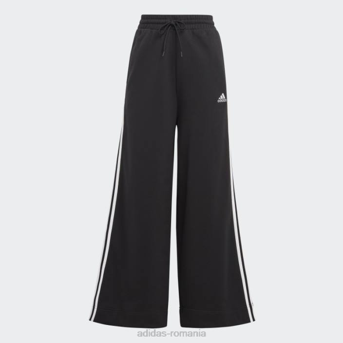 Adidas pantaloni de jogging largi cu 3 dungi French Terry, negri femei alb negru 2JBN16501