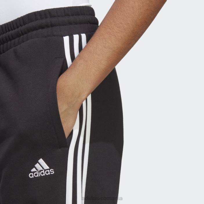 Adidas pantaloni de jogging largi cu 3 dungi French Terry, negri femei alb negru 2JBN16501