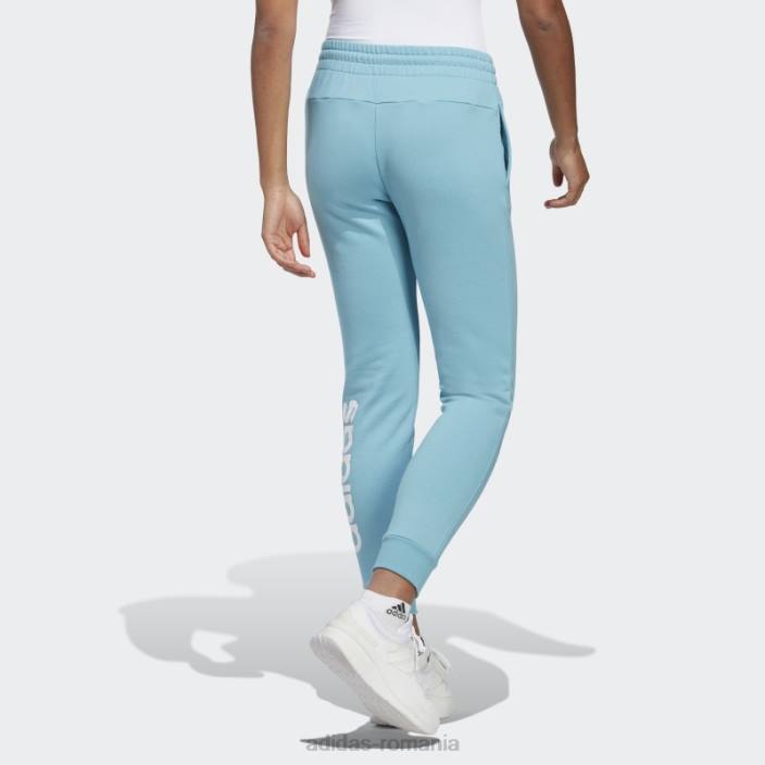 Adidas pantaloni de jogging liniari French Terry cu manșete, albaștri femei albastru alb 2JBN16387