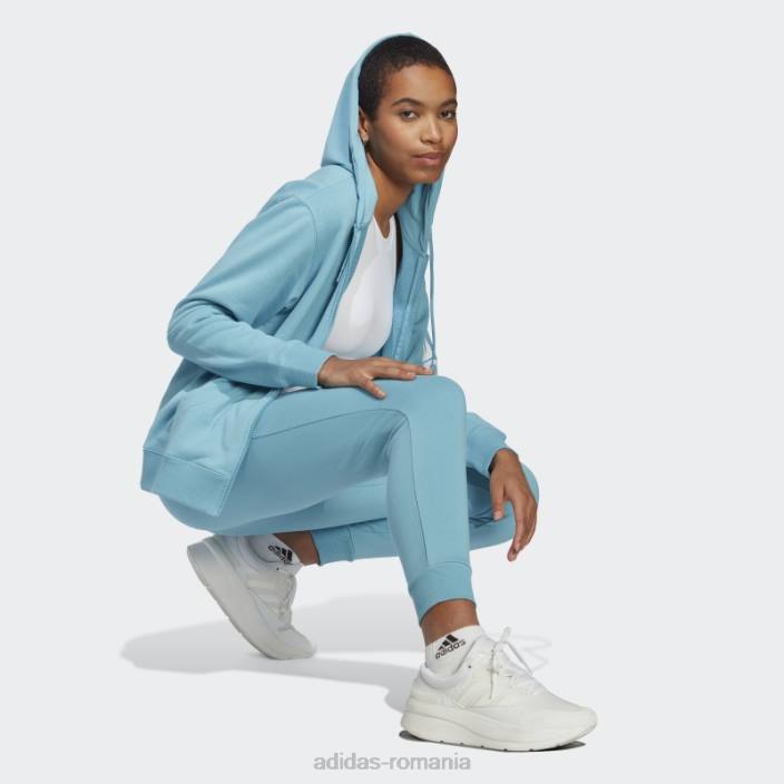 Adidas pantaloni de jogging liniari French Terry cu manșete, albaștri femei albastru alb 2JBN16387