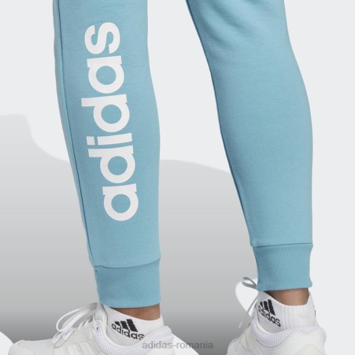 Adidas pantaloni de jogging liniari French Terry cu manșete, albaștri femei albastru alb 2JBN16387