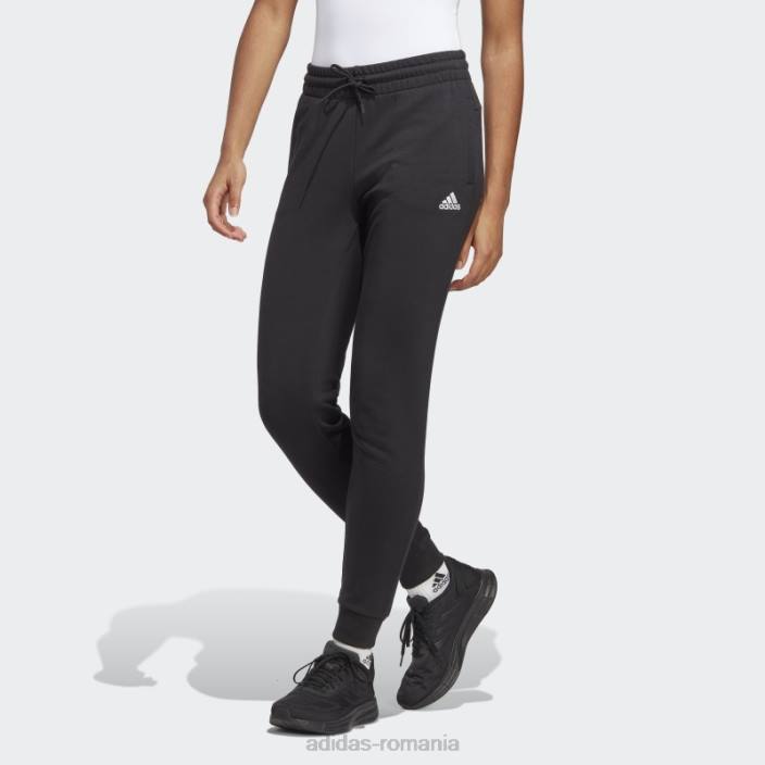 Adidas pantaloni de jogging liniari French Terry cu mansete, negri femei alb negru 2JBN16399