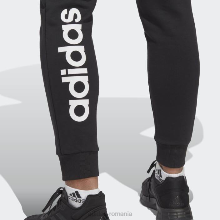 Adidas pantaloni de jogging liniari French Terry cu mansete, negri femei alb negru 2JBN16399