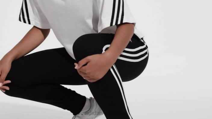 Adidas pantaloni de jogging negri, cu 3 dungi, cu manșetă din țesătură franceză femei alb negru 2JBN16441