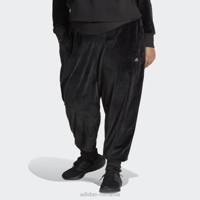 Adidas pantaloni de jogging negri din velur confortabil Holidayz (mărime plus) femei negru 2JBN10763