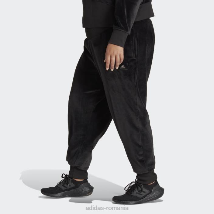 Adidas pantaloni de jogging negri din velur confortabil Holidayz (mărime plus) femei negru 2JBN10763