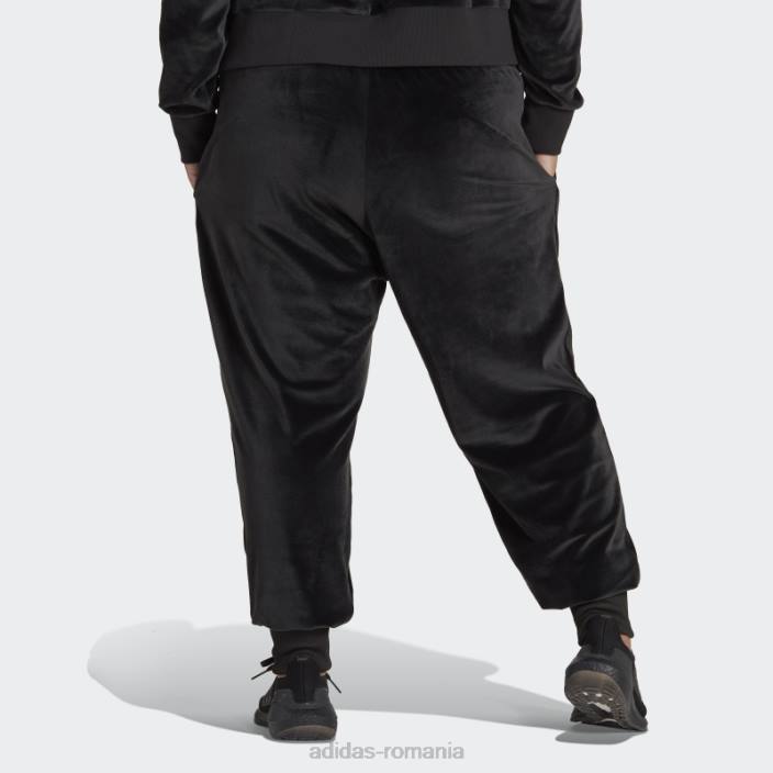 Adidas pantaloni de jogging negri din velur confortabil Holidayz (mărime plus) femei negru 2JBN10763