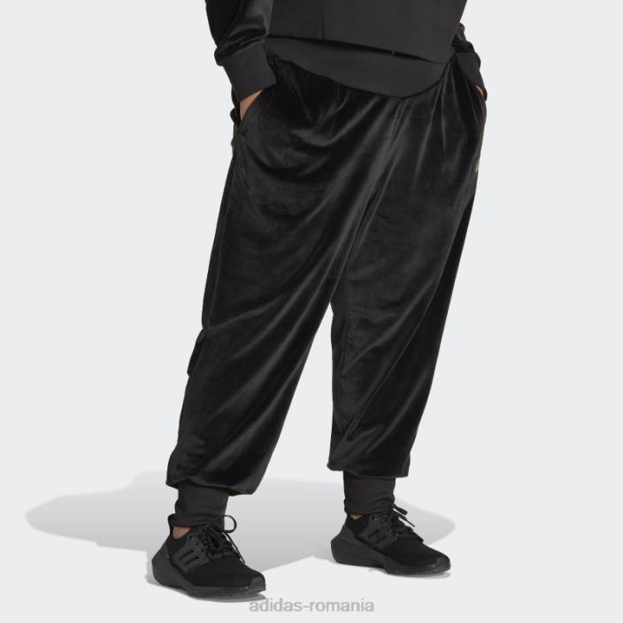 Adidas pantaloni de jogging negri din velur confortabil Holidayz (mărime plus) femei negru 2JBN10763
