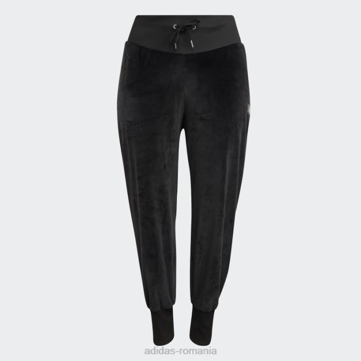 Adidas pantaloni de jogging negri din velur confortabil Holidayz (mărime plus) femei negru 2JBN10763