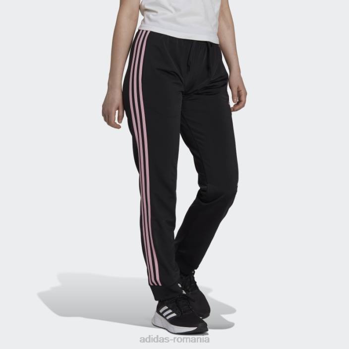 Adidas pantaloni de încălzire primegreen essentials, subțiri, conici, cu 3 dungi, roz adevărat femei negru/roz adevărat 2JBN9923