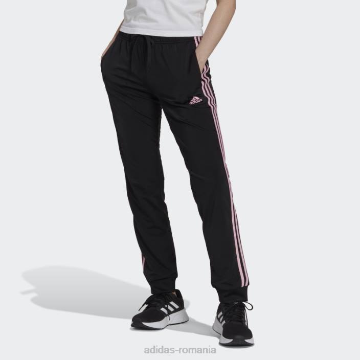 Adidas pantaloni de încălzire primegreen essentials, subțiri, conici, cu 3 dungi, roz adevărat femei negru/roz adevărat 2JBN9923