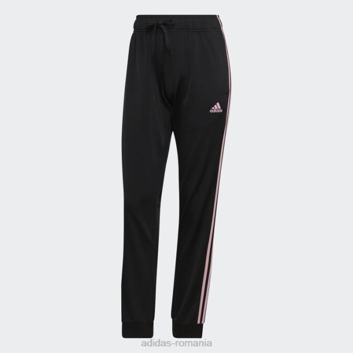 Adidas pantaloni de încălzire primegreen essentials, subțiri, conici, cu 3 dungi, roz adevărat femei negru/roz adevărat 2JBN9923