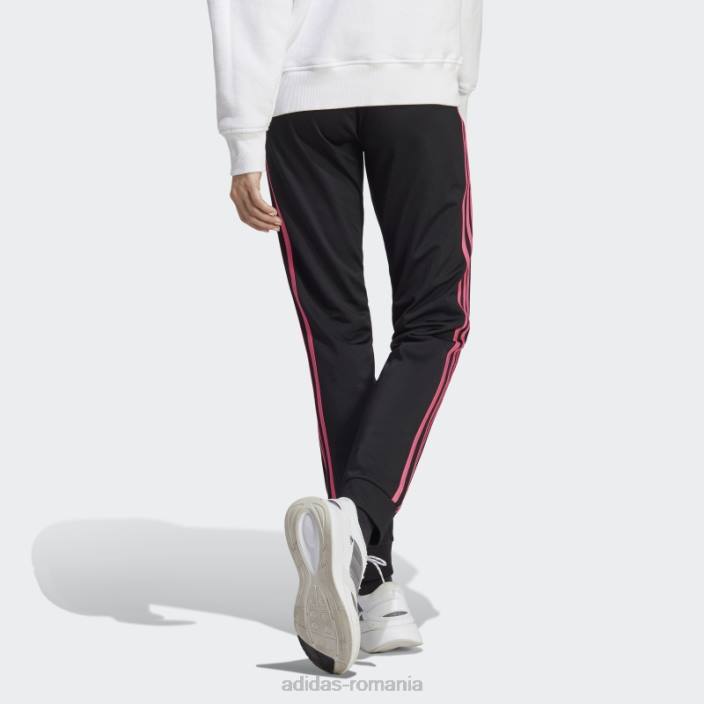 Adidas pantaloni de încălzire primegreen essentials, subțiri, conici, cu trei dungi, negri femei negru/magenta 2JBN9434