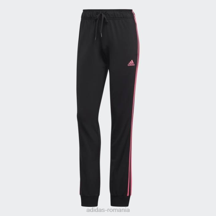 Adidas pantaloni de încălzire primegreen essentials, subțiri, conici, cu trei dungi, negri femei negru/magenta 2JBN9434