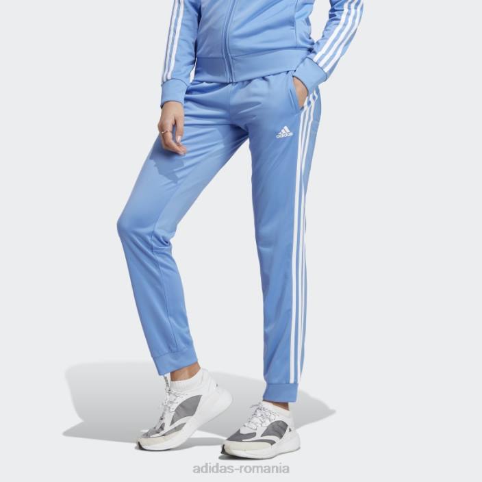 Adidas pantaloni de sport subțiri, conici, cu 3 dungi, pentru încălzire primegreen essentials femei albastru alb 2JBN9652