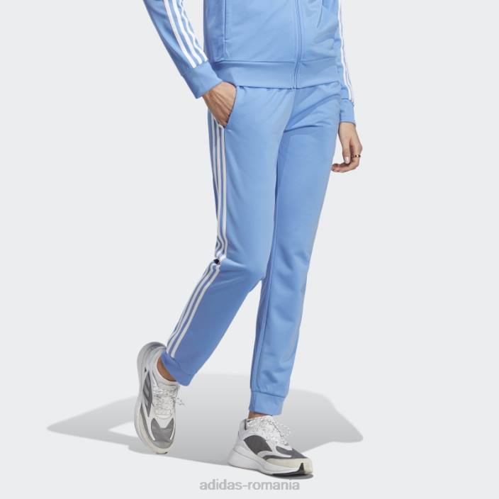 Adidas pantaloni de sport subțiri, conici, cu 3 dungi, pentru încălzire primegreen essentials femei albastru alb 2JBN9652