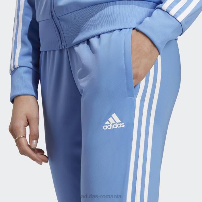 Adidas pantaloni de sport subțiri, conici, cu 3 dungi, pentru încălzire primegreen essentials femei albastru alb 2JBN9652