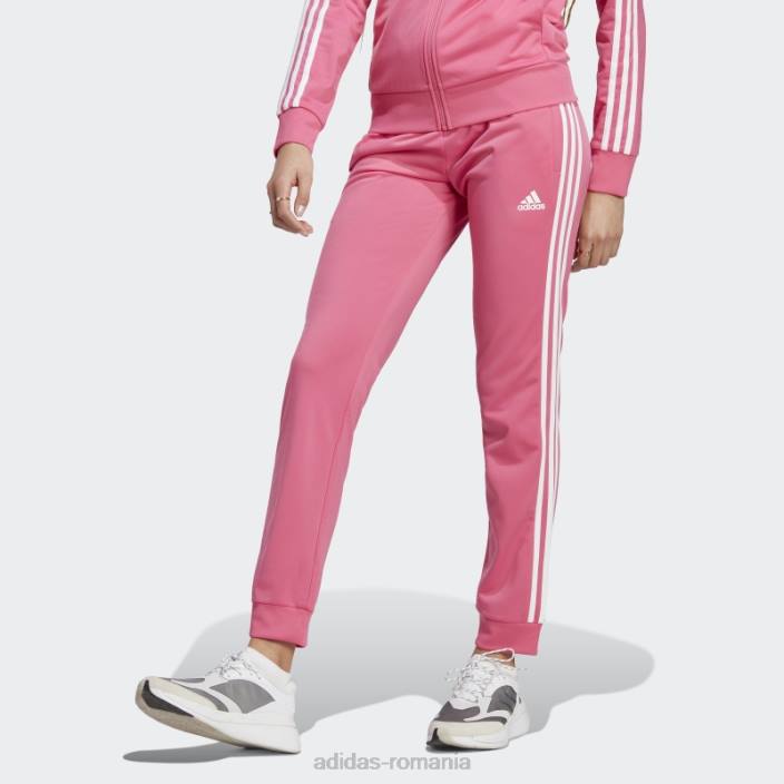 Adidas pantaloni de sport subțiri, conici, cu trei dungi, pentru încălzire, magenta primegreen essentials femei magenta/alb 2JBN9689