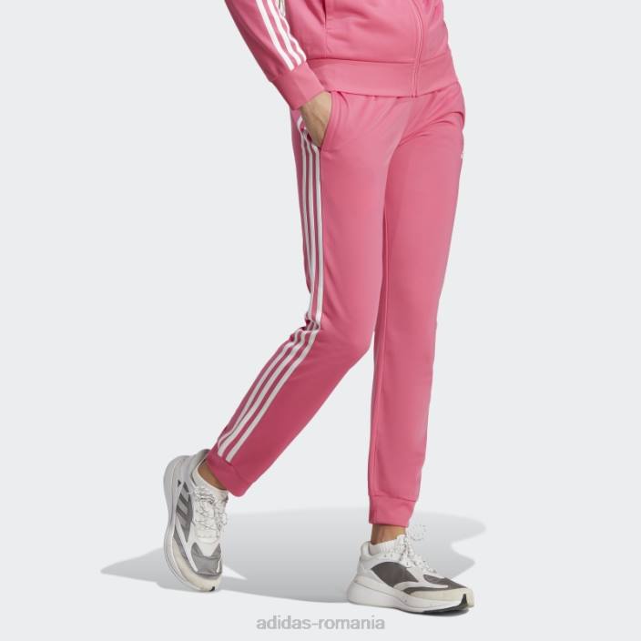 Adidas pantaloni de sport subțiri, conici, cu trei dungi, pentru încălzire, magenta primegreen essentials femei magenta/alb 2JBN9689