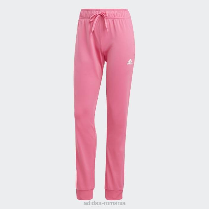 Adidas pantaloni de sport subțiri, conici, cu trei dungi, pentru încălzire, magenta primegreen essentials femei magenta/alb 2JBN9689