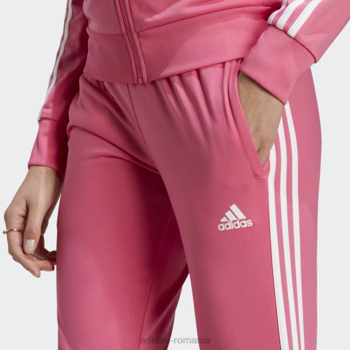 Adidas pantaloni de sport subțiri, conici, cu trei dungi, pentru încălzire, magenta primegreen essentials femei magenta/alb 2JBN9689