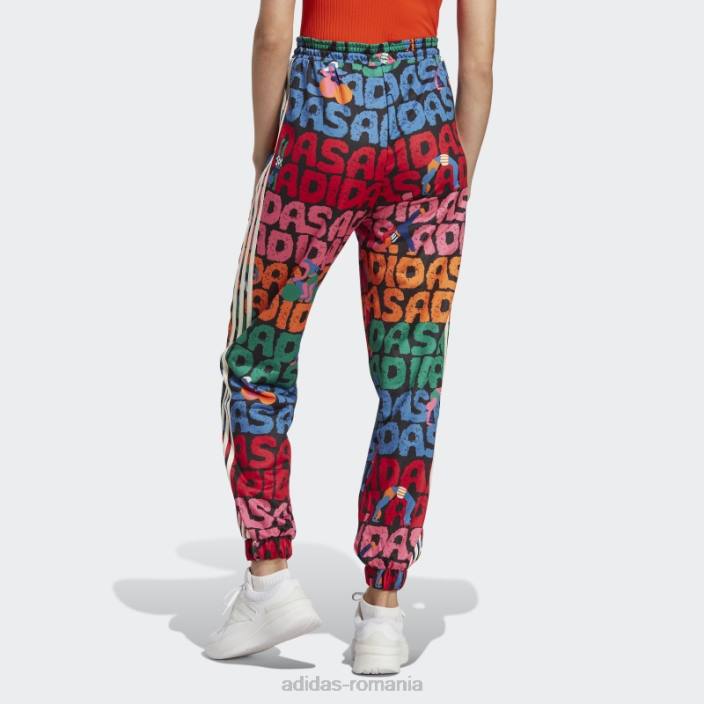 Adidas pantaloni de sport x farm rio negri femei negru/stacojiu 2JBN9897