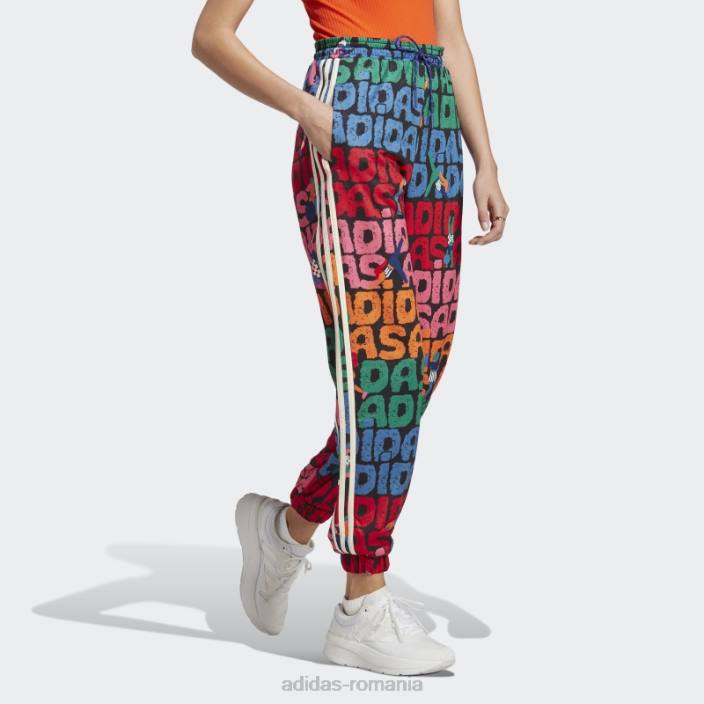 Adidas pantaloni de sport x farm rio negri femei negru/stacojiu 2JBN9897