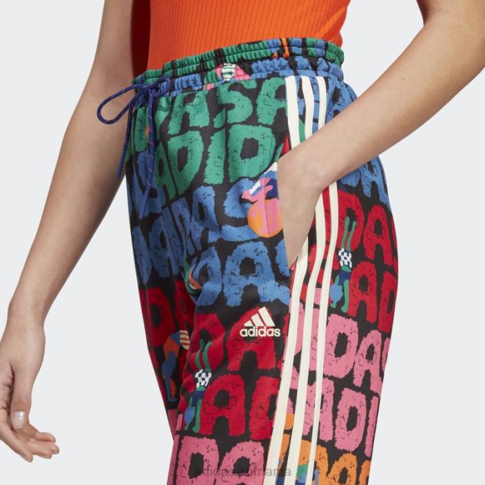 Adidas pantaloni de sport x farm rio negri femei negru/stacojiu 2JBN9897