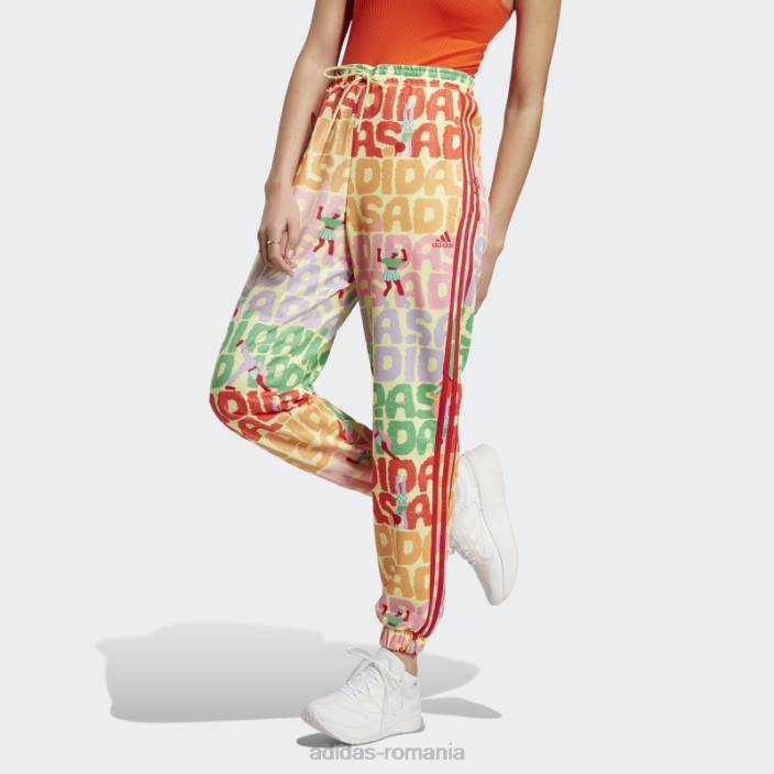 Adidas pantaloni de sport x farm rio perla citrin moda femei perlat citrin/rosu 2JBN9559