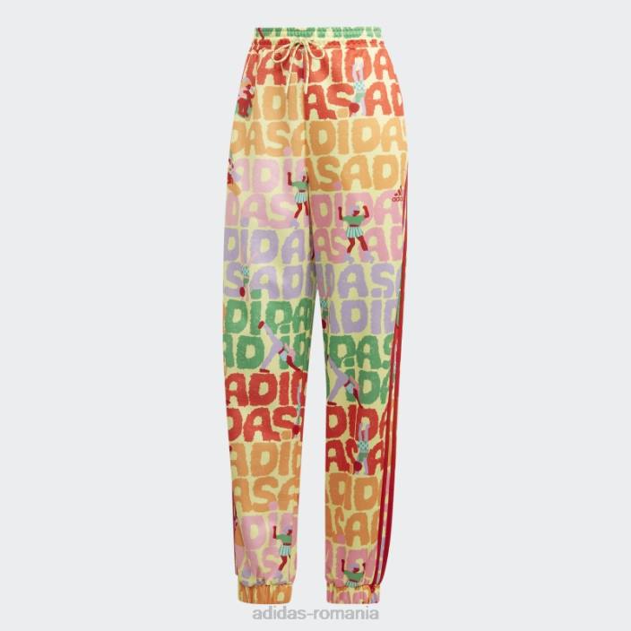 Adidas pantaloni de sport x farm rio perla citrin moda femei perlat citrin/rosu 2JBN9559