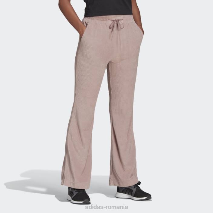 Adidas pantaloni evazați cu picior evazat în velur cu nervuri mov hyperglam fashion femei Violet 2JBN2741