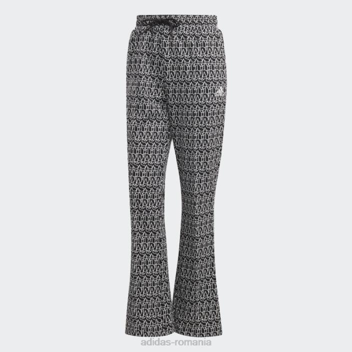 Adidas pantaloni evazați cu talie înaltă, negru fierbinte femei negru/multicolor/alb 2JBN9544