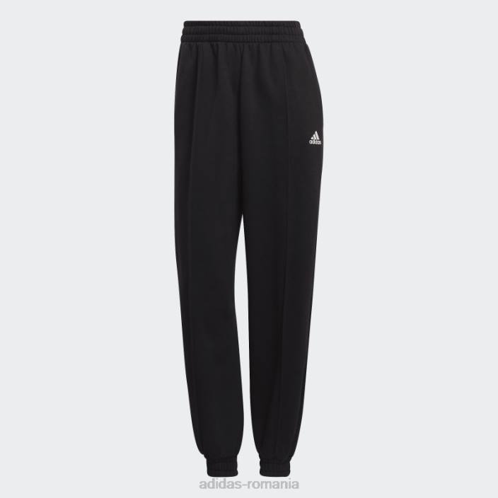 Adidas pantaloni fleece essentials studio negri femei alb negru 2JBN10526