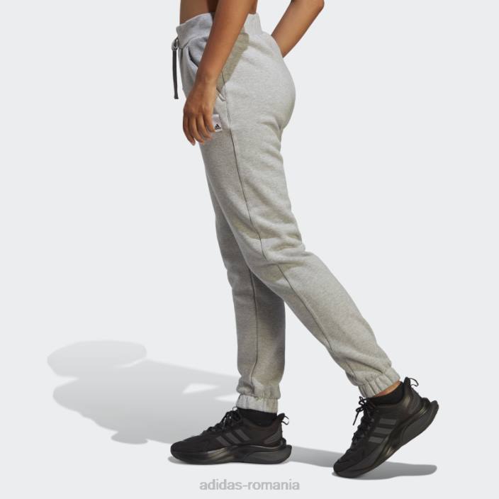 Adidas pantaloni gri mediu fleece lounge femei gri mediu 2JBN9412