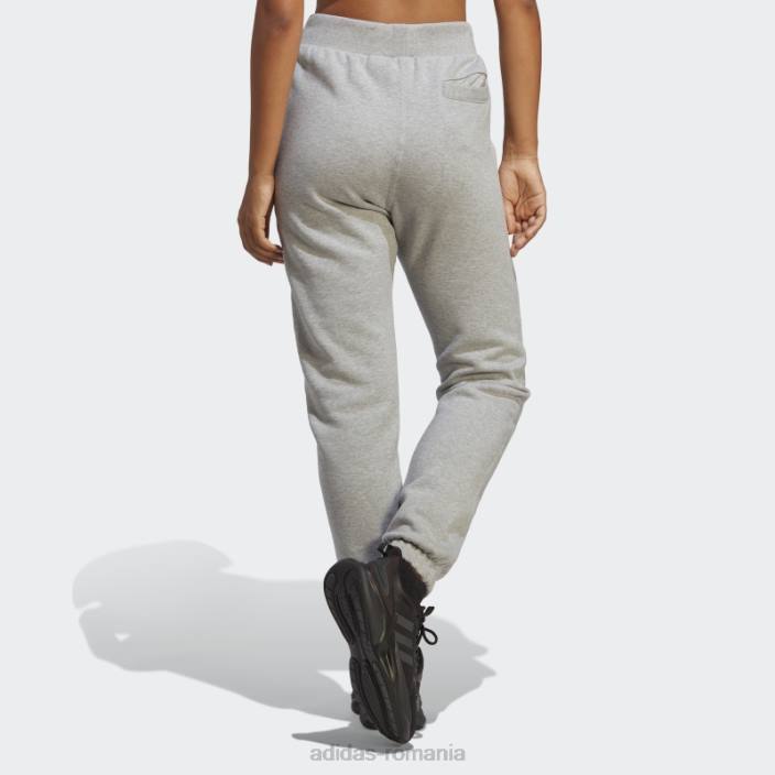 Adidas pantaloni gri mediu fleece lounge femei gri mediu 2JBN9412