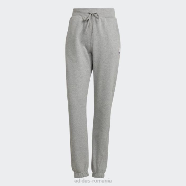 Adidas pantaloni gri mediu fleece lounge femei gri mediu 2JBN9412