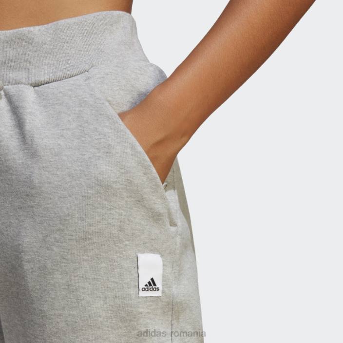 Adidas pantaloni gri mediu fleece lounge femei gri mediu 2JBN9412