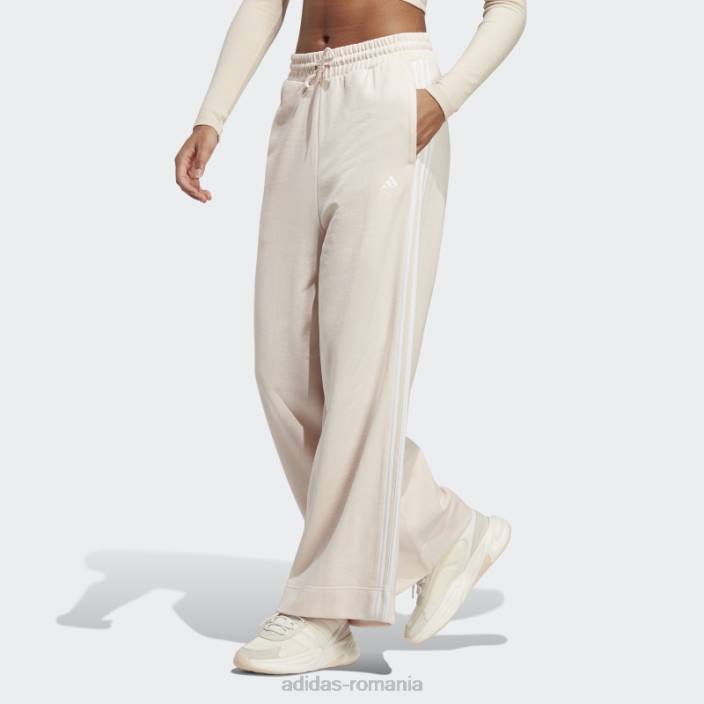 Adidas pantaloni largi cu 3 dungi french terry cuarț adidas femei cuarț/alb 2JBN9408