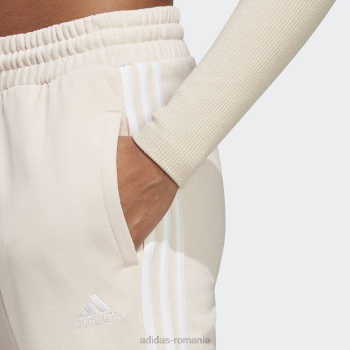 Adidas pantaloni largi cu 3 dungi french terry cuarț adidas femei cuarț/alb 2JBN9408