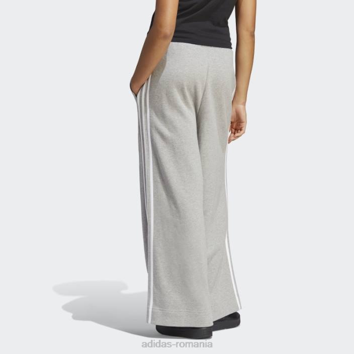 Adidas pantaloni largi cu 3 dungi french terry gri mediu adidas femei gri mediu/alb 2JBN9402