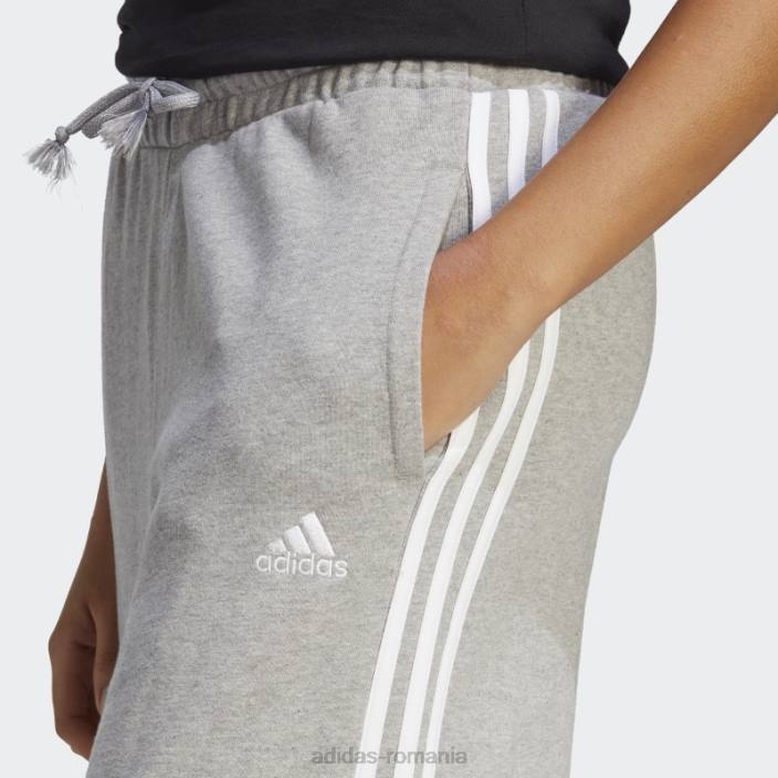Adidas pantaloni largi cu 3 dungi french terry gri mediu adidas femei gri mediu/alb 2JBN9402