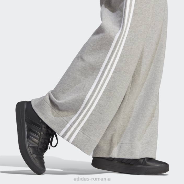 Adidas pantaloni largi cu 3 dungi french terry gri mediu adidas femei gri mediu/alb 2JBN9402
