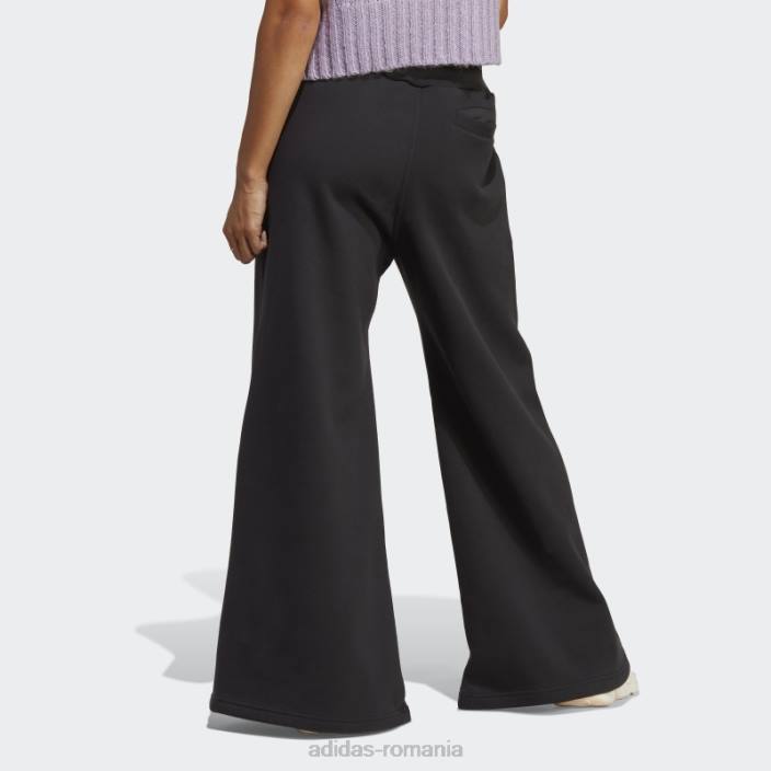 Adidas pantaloni largi din fleece lounge negri femei negru 2JBN2371