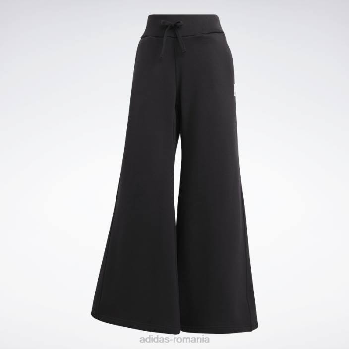 Adidas pantaloni largi din fleece lounge negri femei negru 2JBN8936
